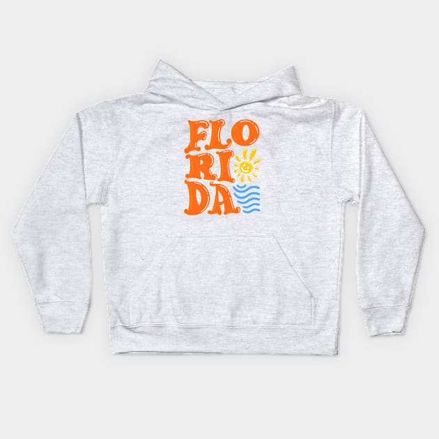 Florida, sun and sea Kids Hoodie by RetroArtCulture